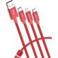 Baseus 3-in-1 USB-C- Micro-USB- Lightningkabel - Rood