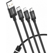 Baseus 3-in-1 USB-C- Micro-USB- Lightningkabel - Zwart