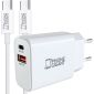 PhoneGigant USB-A / USB-C Adapter + USB-C naar USB-C kabel 1 Meter	